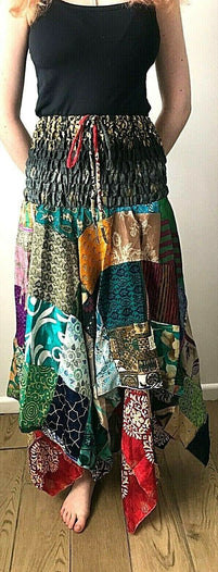 Patchwork SKIRT Dress long boho hippie Festival pixie gypsy summer sun one size