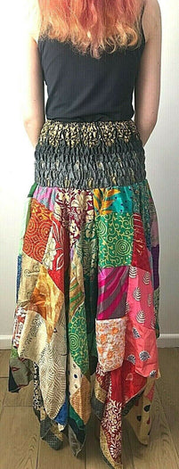 Patchwork SKIRT Dress long boho hippie Festival pixie gypsy summer sun one size