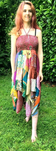 Patchwork SKIRT Dress long boho hippie Festival pixie gypsy summer sun one size