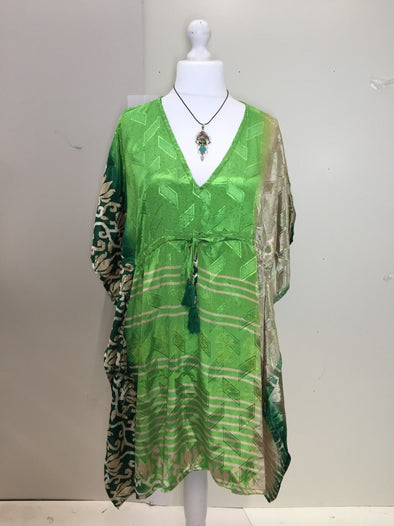 Festival Stall LTD Boho festival Clothing Tunic, Kaftan Top Cover up dress Boho hippy, festival Sari Silk Long UK 8 - 18