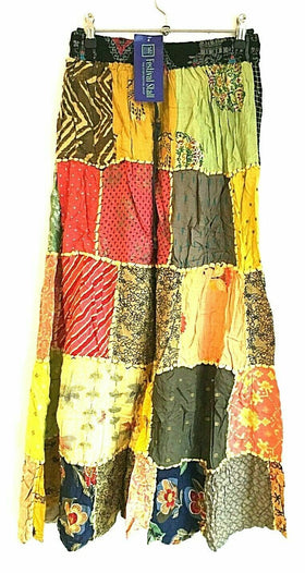 Festival Stall LTD Boho festival Clothing LONG PATCHWORK SKIRT Boho hippie Festival Vintage retro maxi One Size 8 - 18