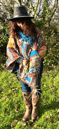 Festival Stall LTD Boho festival Clothing UNIQUE Handmade Poncho patchwork Warm Winter Wrap Cape Shawl Hoodie Jacket gift