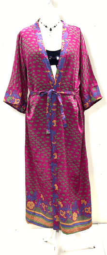 Festival Stall LTD Boho festival Clothing Boho Hippy Festival, Silk Beach Summer Cover Up Kimono robe dress UK 10 12 14 16