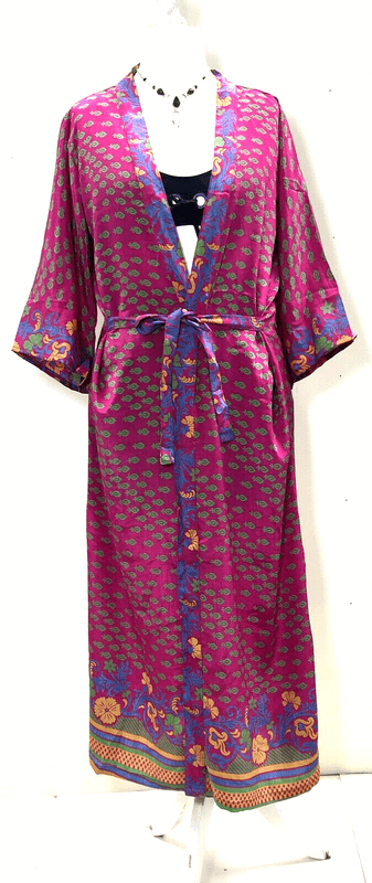 Festival Stall LTD Boho festival Clothing Boho Hippy Festival, Silk Beach Summer Cover Up Kimono robe dress UK 10 12 14 16