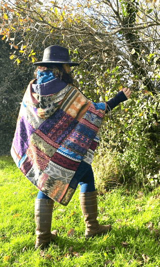 Festival Stall LTD Boho festival Clothing UNIQUE Handmade Poncho patchwork Warm Winter Wrap Cape Shawl Hoodie Jacket gift