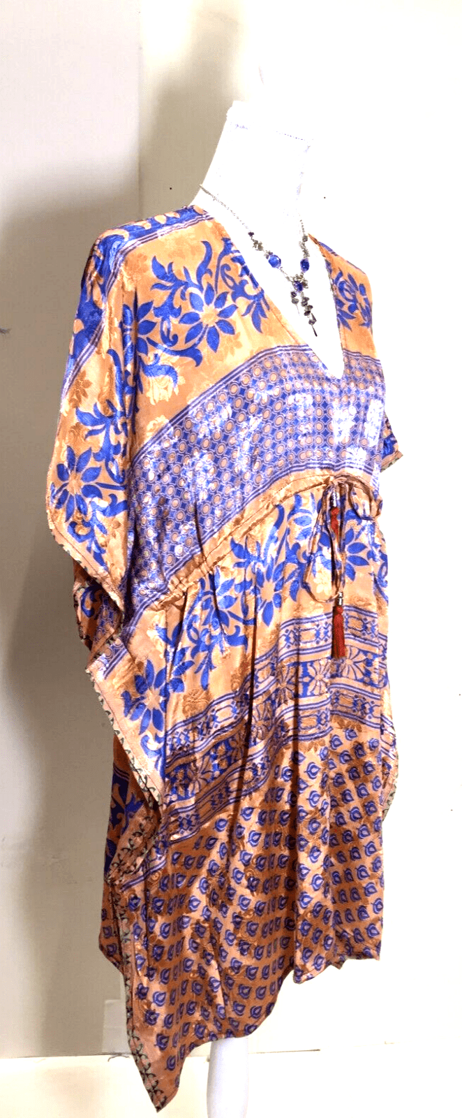 Festival Stall LTD Boho festival Clothing Tunic DRESS Top Blouse Kaftan Boho Hippy Festival Sari Silk Cover up UK 8 - 18