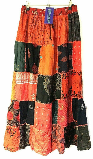 Festival Stall LTD Boho festival Clothing LONG PATCHWORK SKIRT Boho hippie Festival Vintage retro maxi One Size 8 - 18