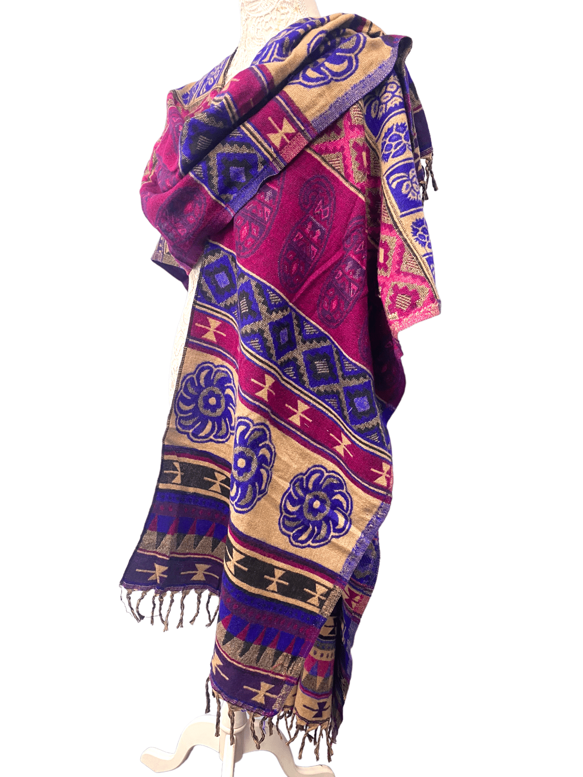 Festival Stall LTD Boho festival Clothing SHAWL FESTIVAL snuggly Wool blanket cape wrap poncho nepalese yoga hippie boho