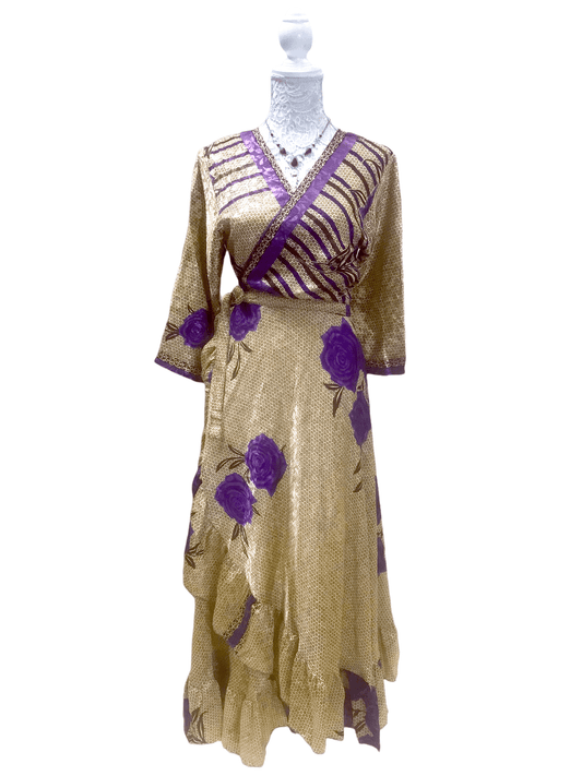 Festival Stall LTD Boho festival Clothing Wrap Dress Boho hippy Festival Long maxi Sari - Silk pretty summer UK 8 10 12 14