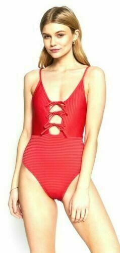 Festival Stall LTD Boho festival Clothing Red Swimsuit Topshop sexy high leg low back plunge Swimming Costume UK 10 EU 38