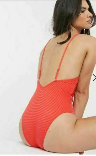 Festival Stall LTD Boho festival Clothing Red Swimsuit Topshop sexy high leg low back plunge Swimming Costume UK 10 EU 38