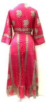 Long Wrap Dress pretty summer Boho hippy Festival maxi Sari-Silk UK 8 10 12 14