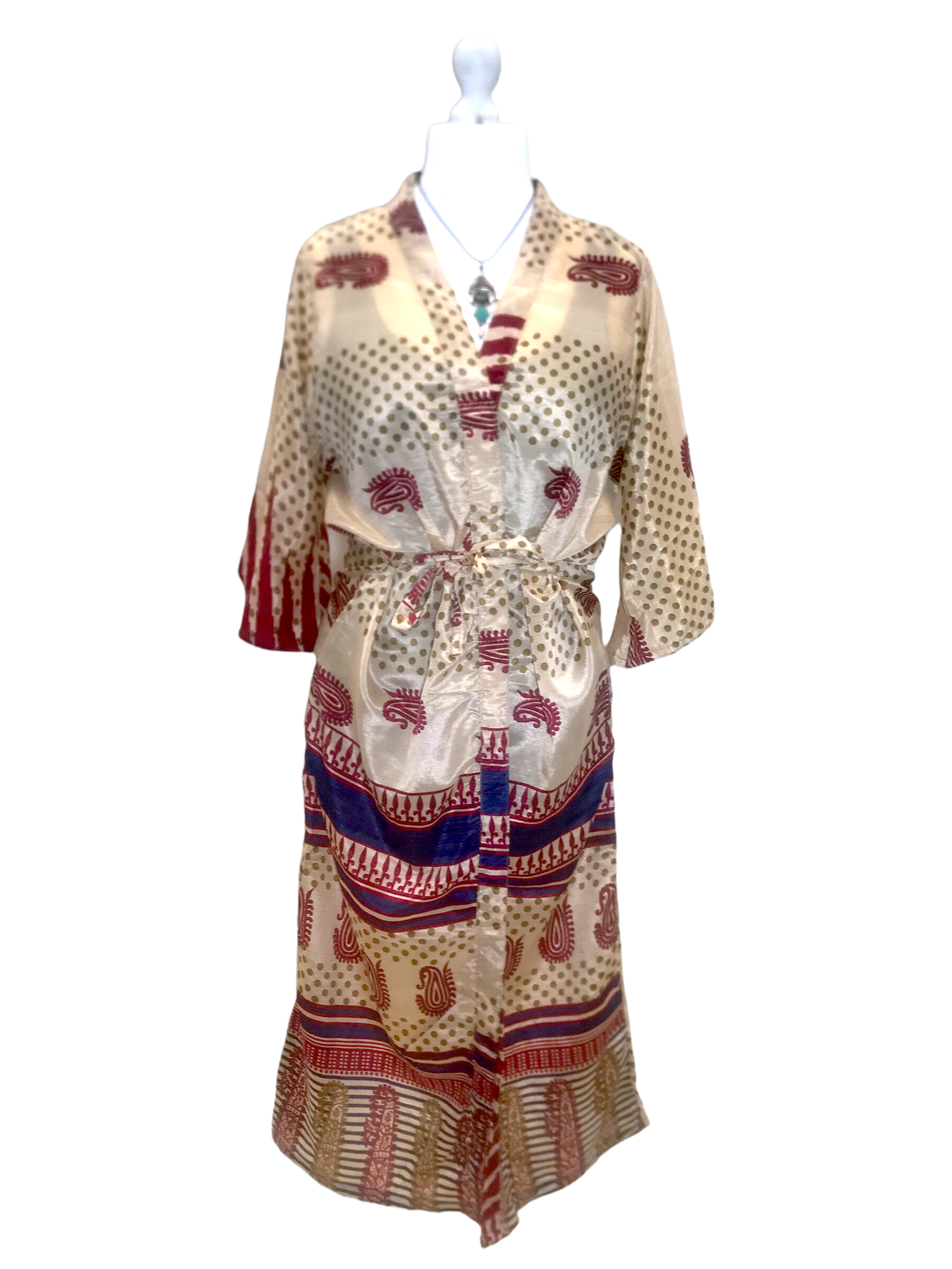 DRESS KIMONO Robe Boho hippy festival, silk beach summer cover up uk 10 12 14 16