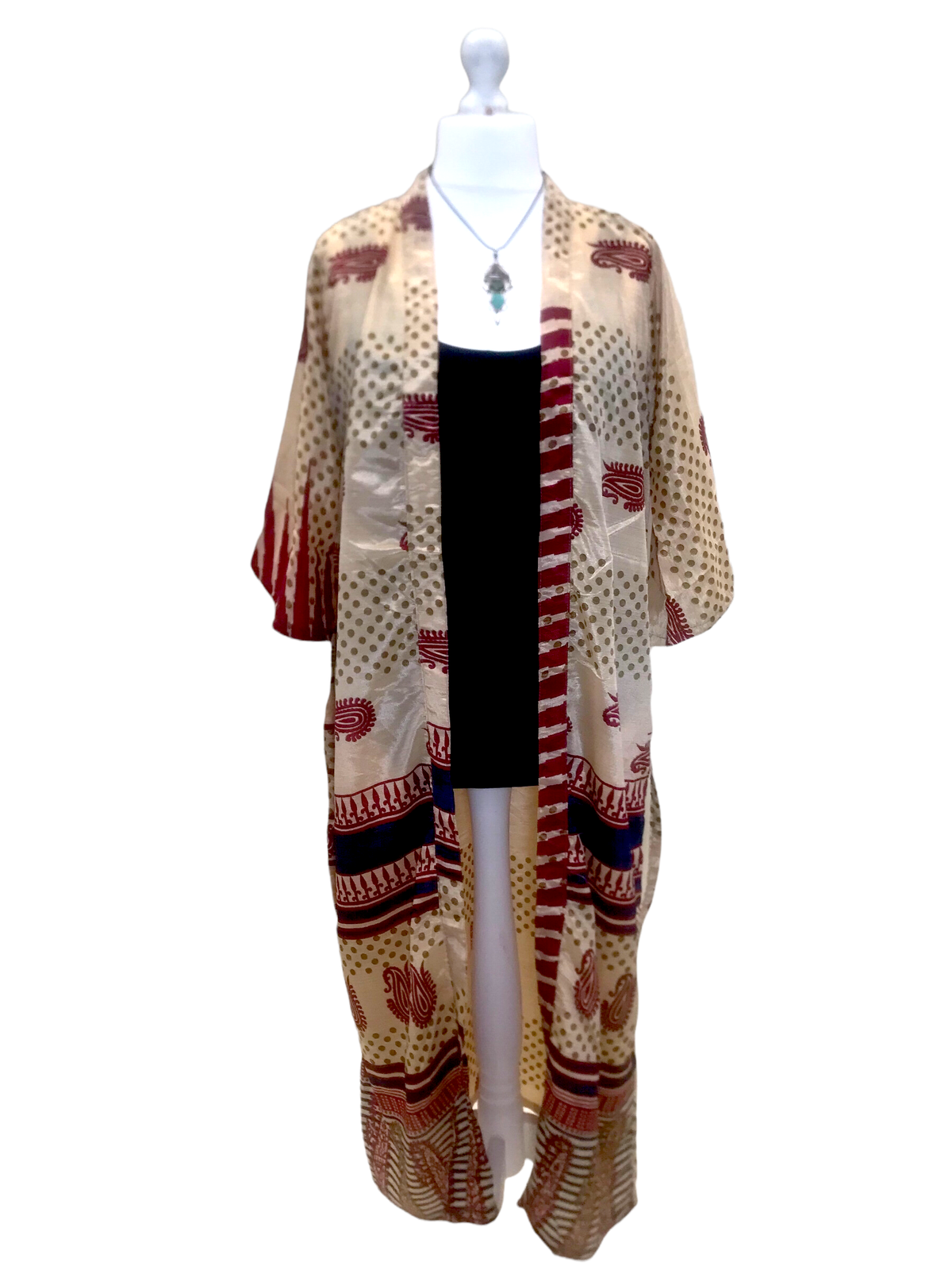 DRESS KIMONO Robe Boho hippy festival, silk beach summer cover up uk 10 12 14 16