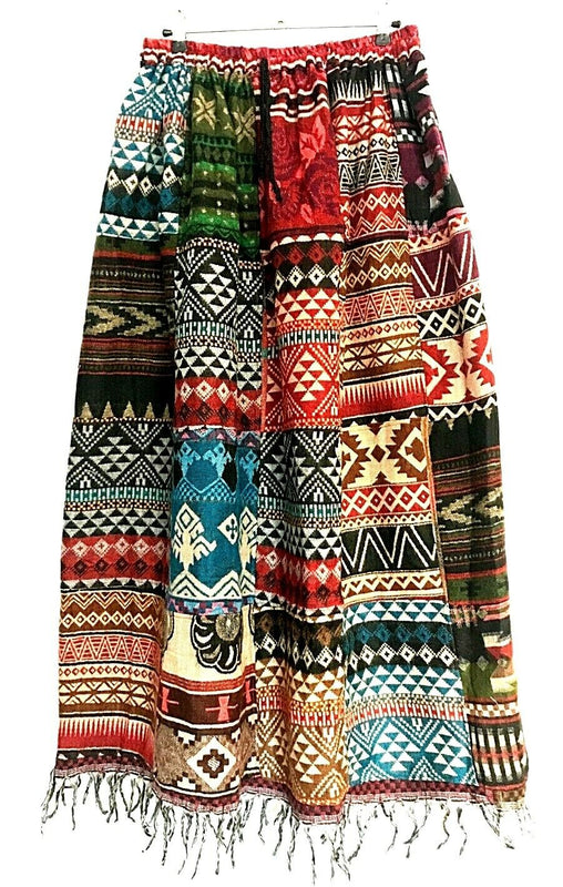 Boho hippie Festival PATCHWORK Skirt Vintage WARM WOOL maxi long 8 10 12 14 16