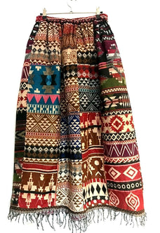 Boho hippie Festival PATCHWORK Skirt Vintage WARM WOOL maxi long 8 10 12 14 16