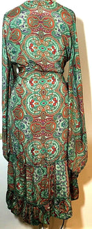 Festival Stall LTD Boho festival Clothing Boho hippie SILK Kimono Cover Up Wrap Long gown robe dress duster coat GREEN RED