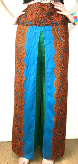 Festival Stall LTD Boho festival Clothing Trousers yoga pants, harem, palazzo, Festival boho hippie, copper & green, dance