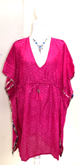 Festival Stall LTD Boho festival Clothing Kaftan Tunic Top blouse PINK Boho hippy festival Sari Silk Cover up UK 8 - 18