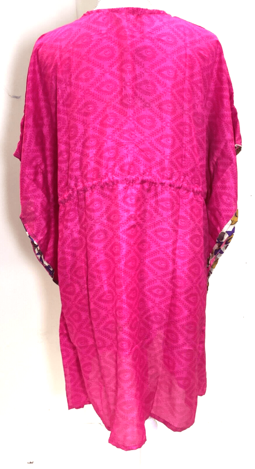 Festival Stall LTD Boho festival Clothing Kaftan Tunic Top blouse PINK Boho hippy festival Sari Silk Cover up UK 8 - 18