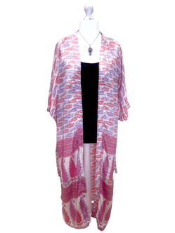 Festival Stall LTD Boho festival Clothing KIMONO PINK Robe Dress Boho hippy festival, silk beach cover up uk 10 12 14 16