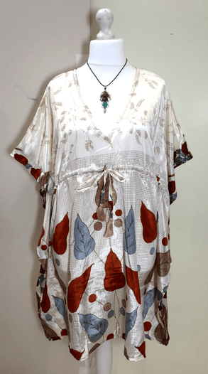 Festival Stall LTD Boho festival Clothing Tunic, Kaftan Top Cover up dress Boho hippy, festival Sari Silk Long UK 8 - 18