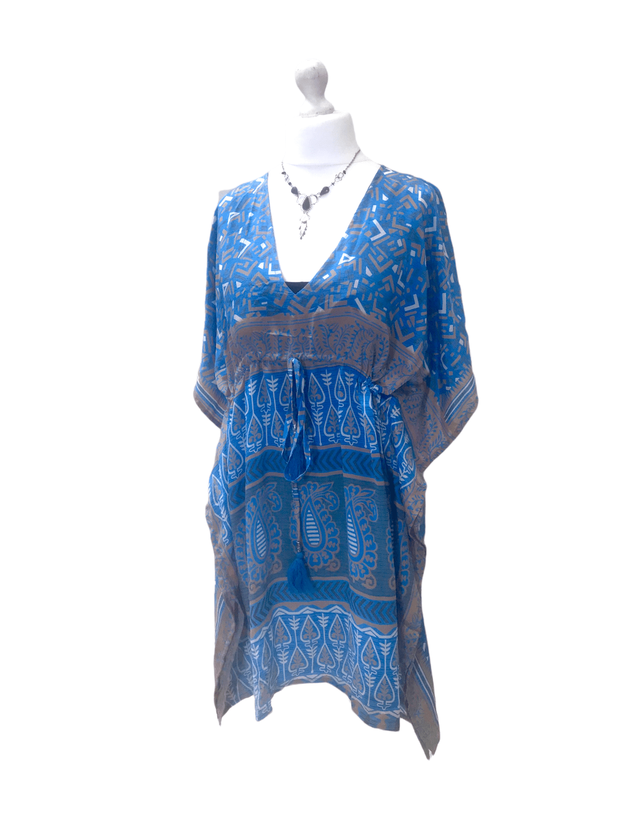 Festival Stall LTD Boho festival Clothing Tunic, Kaftan Top Cover up dress Boho hippy, festival Sari Silk Long UK 8 - 18