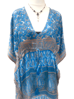 Festival Stall LTD Boho festival Clothing Tunic, Kaftan Top Cover up dress Boho hippy, festival Sari Silk Long UK 8 - 18