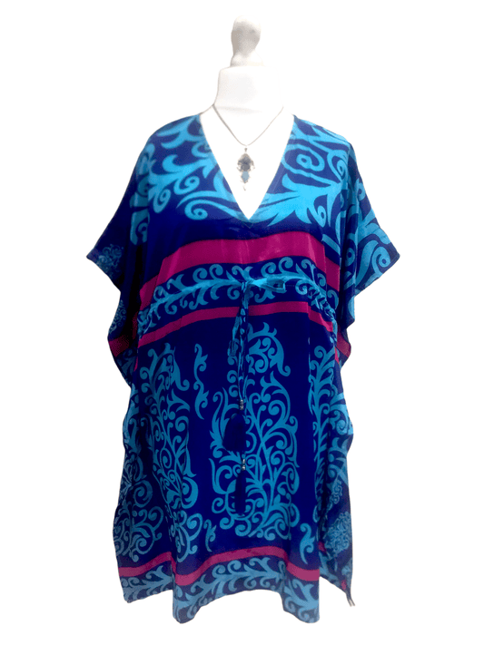 Festival Stall LTD Boho festival Clothing Tunic, Kaftan Top Cover up dress Boho hippy, festival Sari Silk Long UK 8 - 18