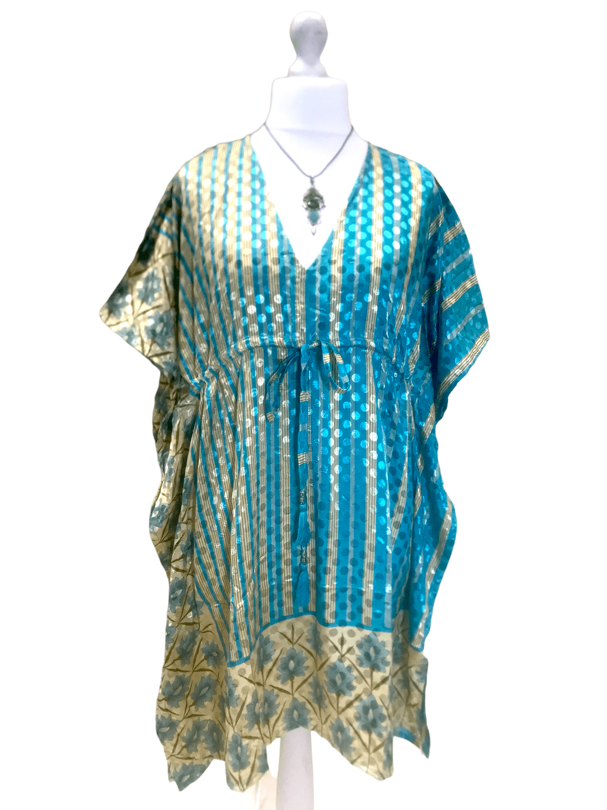 Festival Stall LTD Boho festival Clothing Tunic, Kaftan Top Cover up dress Boho hippy, festival Sari Silk Long UK 8 - 18