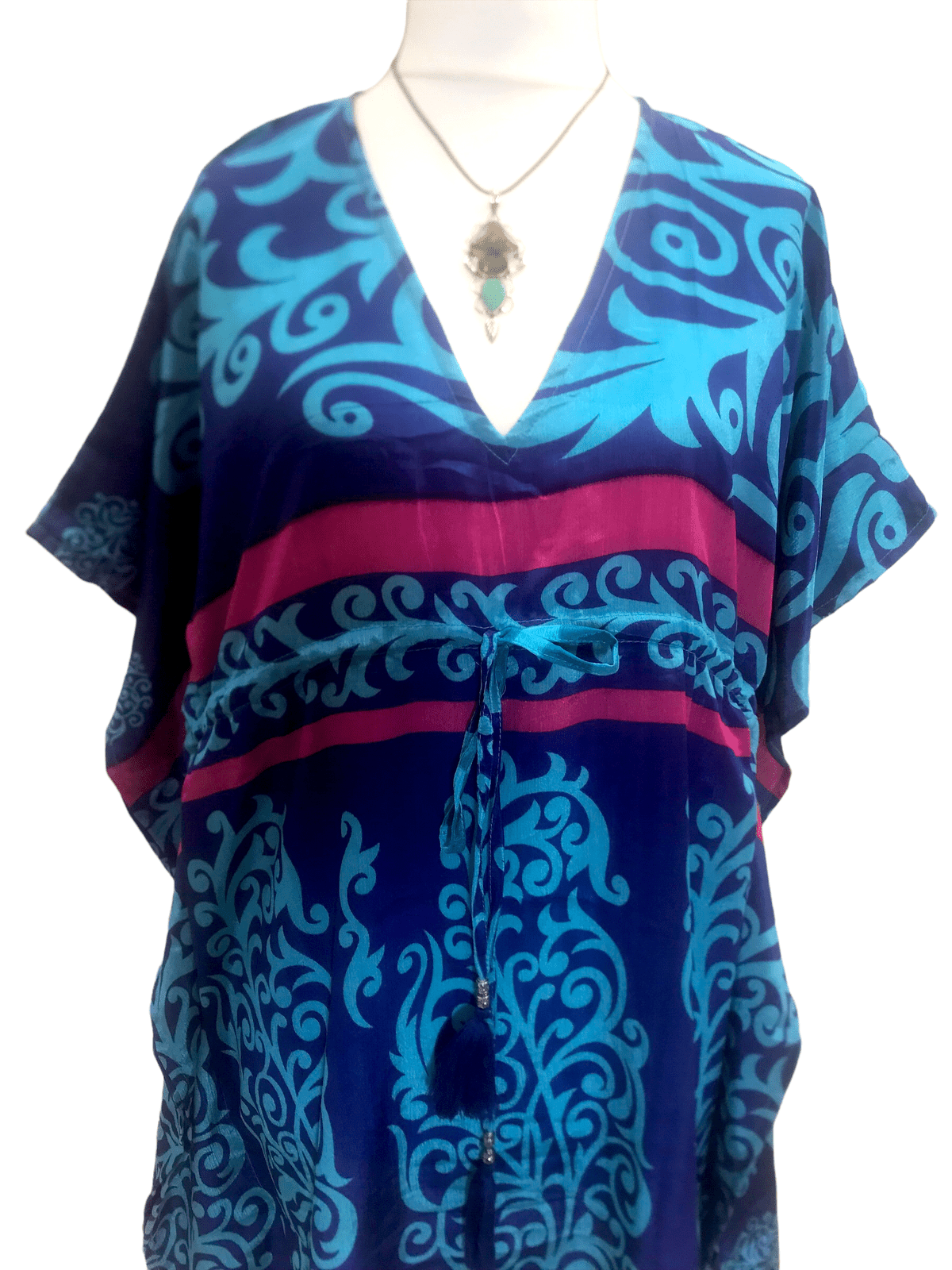 Festival Stall LTD Boho festival Clothing Tunic, Kaftan Top Cover up dress Boho hippy, festival Sari Silk Long UK 8 - 18