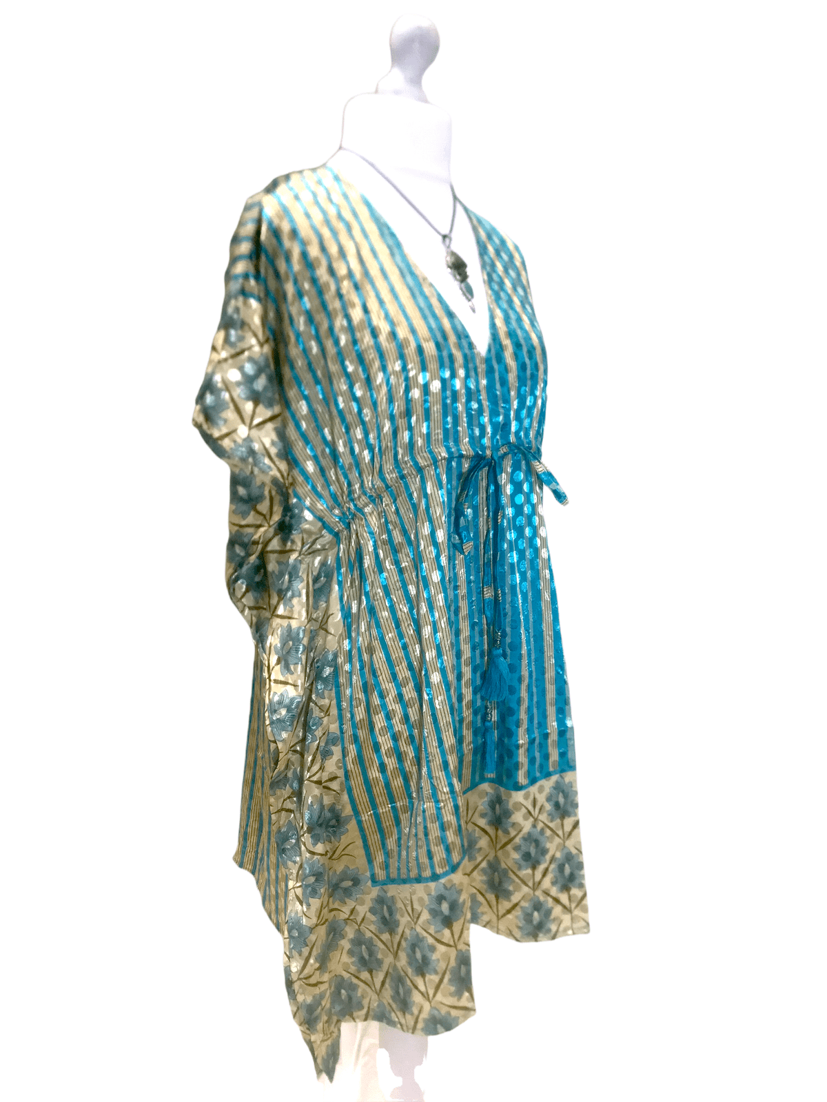 Festival Stall LTD Boho festival Clothing Tunic, Kaftan Top Cover up dress Boho hippy, festival Sari Silk Long UK 8 - 18