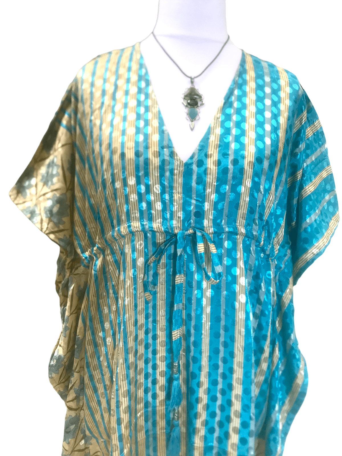 Festival Stall LTD Boho festival Clothing Tunic, Kaftan Top Cover up dress Boho hippy, festival Sari Silk Long UK 8 - 18