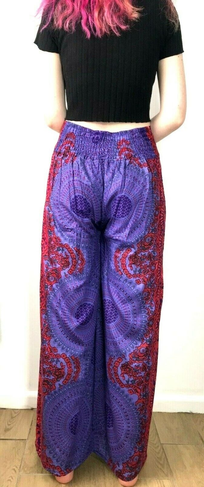 Festival Stall LTD Boho festival Clothing Trouser Yoga Pants, Harem, palazzo, Festival boho hippie, purple red, dance,