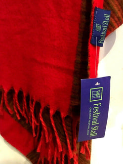 Festival Stall LTD Boho festival Clothing Shawl RED blanket PONCHO scarf wrap yoga meditation hippy boho pashmina fleece