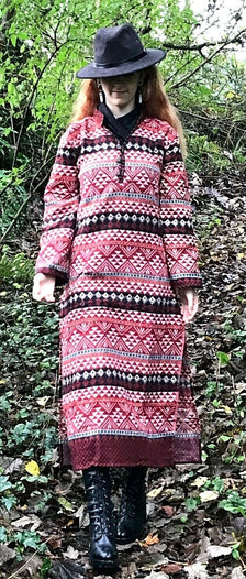 Festival Stall LTD Boho festival Clothing Dress Tunic Boho Hippie Winter Kurta Kurti Ethnic Indian 6 8 10 12 14 M L XL RED