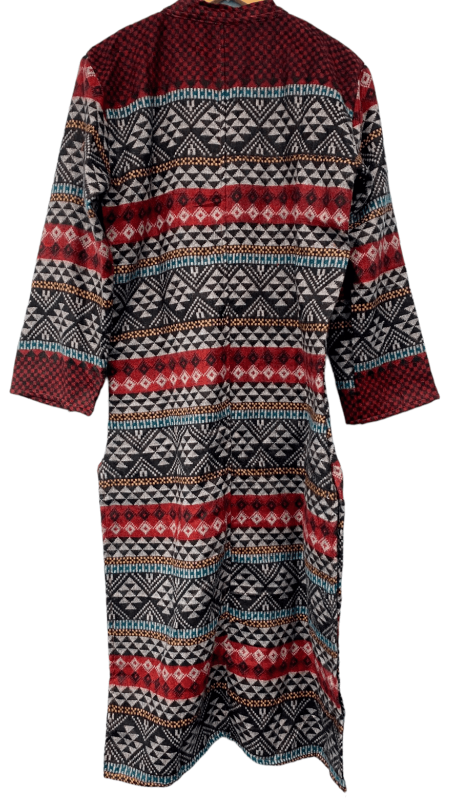 Festival Stall LTD Boho festival Clothing LONG TUNIC DRESS Boho Hippie Ethnic Indian Warm Winter Kurta UK 14 16 XL RED