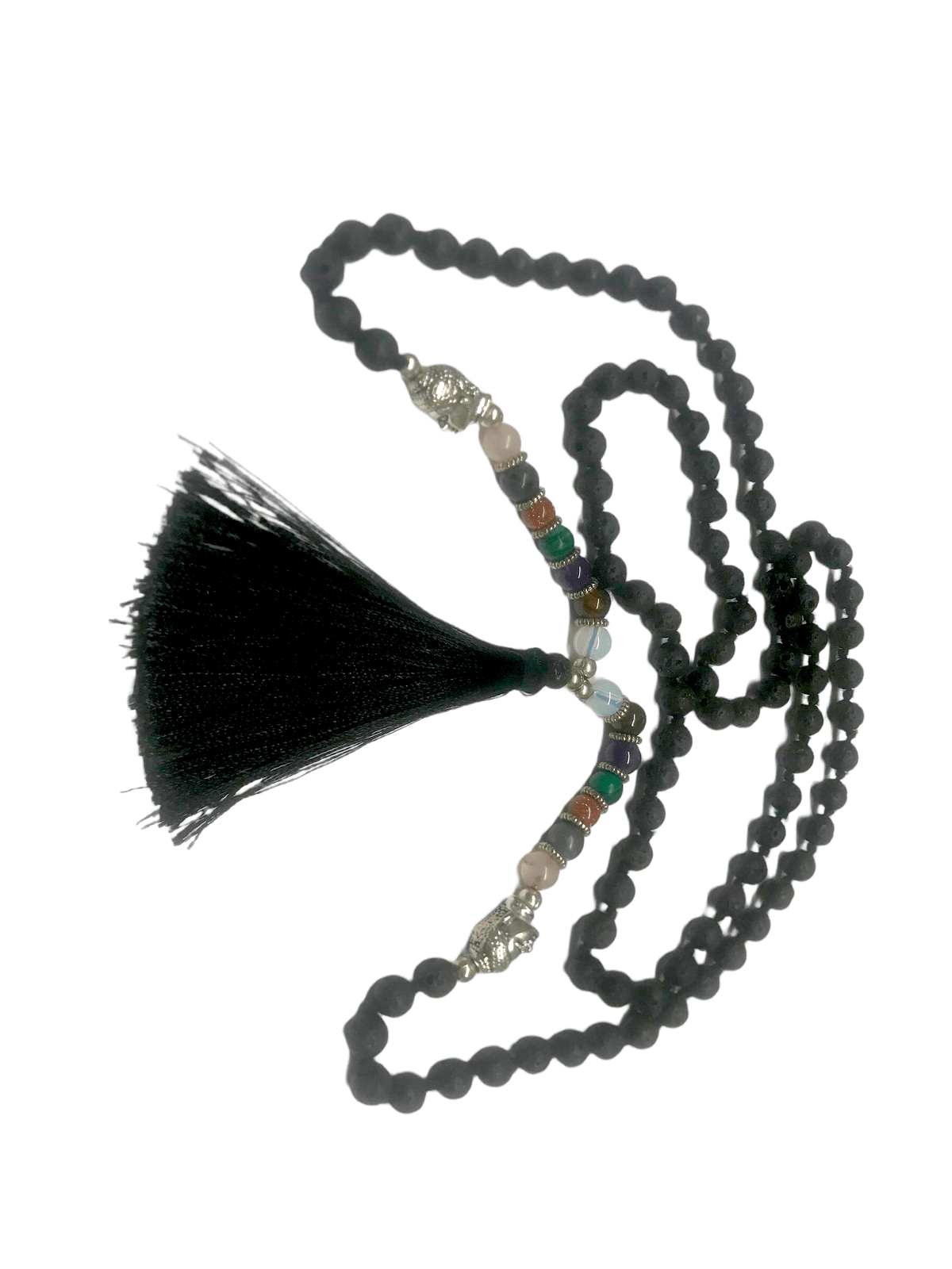 Festival Stall LTD Boho festival Clothing Black NECKLACE lava stone Crystal Gemstone chakra long bead