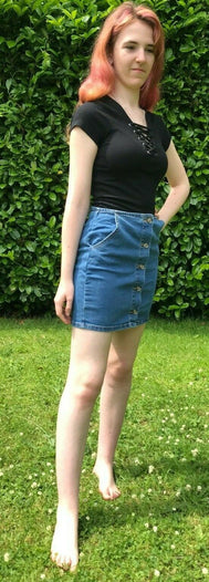 Festival Stall LTD Boho festival Clothing MINI SKIRT SEXY BLUE STONEWASHED DENIM Boho hippy stretch short summer S M L XL