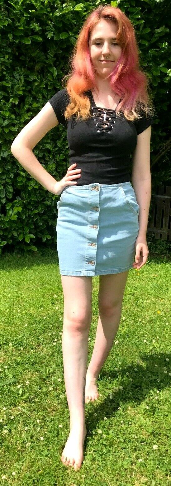 MINI SKIRT SEXY BLUE STONEWASHED DENIM Boho hippy stretch short summer S M L XL