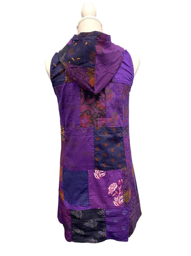 Festival Stall LTD Boho festival Clothing Short Tunic Dress PURPLE patchwork Boho Pixie Festival Hippy gypsy hoodie 8 - 14