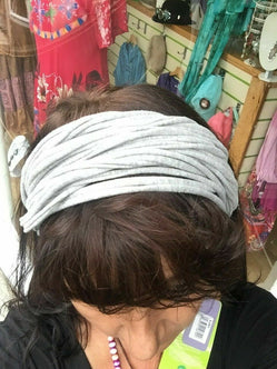 Festival Stall LTD Boho festival Clothing LETTUCE boho hippy 3 PACK summer infinity scarf headband GREY PINK LILAC