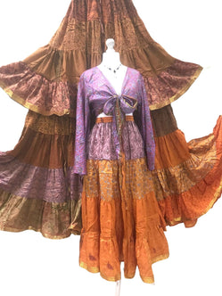 Festival Stall LTD Boho festival Clothing Long Silk SKIRT circle Boho hippy festival gypsy maxi party evening UK 8 - 22