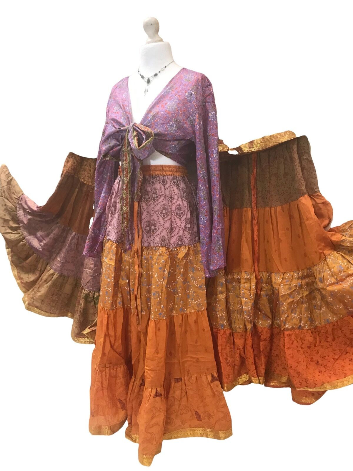 Festival Stall LTD Boho festival Clothing Long Silk SKIRT circle Boho hippy festival gypsy maxi party evening UK 8 - 22