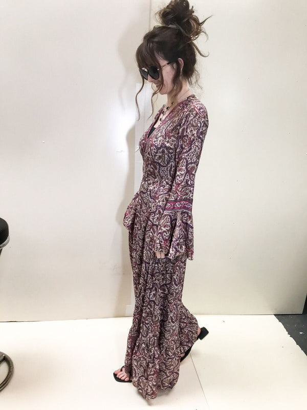 Festival Stall LTD Boho festival Clothing Long SILK wrap dress PINK Boho hippy maxi summer beach festival party UK 8 - 14