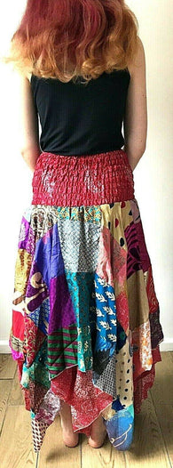 Patchwork long Skirt dress Festival Boho Hippie pixie gypsy summer sun ONE SIZE