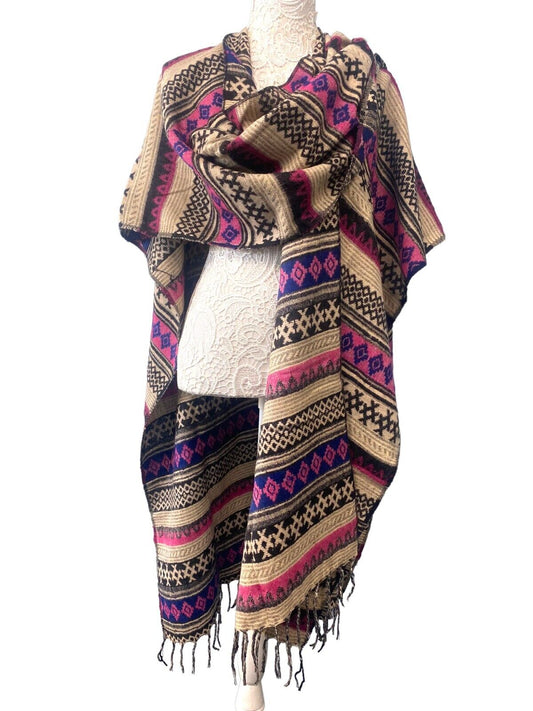 Festival Stall LTD Boho festival Clothing Wool blanket shawl throw cape wrap poncho nepalese yoga festival hippie boho