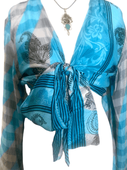 Festival Stall LTD Boho festival Clothing Blouse Top Kaftan Kimono Wrap Boho hippy festival retro SILK vintage 8 10 12 14