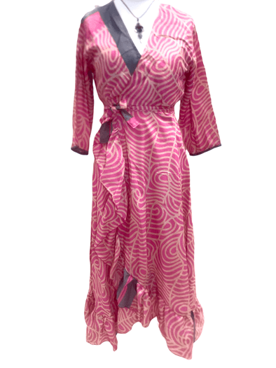 Festival Stall LTD Boho festival Clothing Boho hippy Festival Long maxi Sari - Silk pretty summer Wrap Dress UK 8 10 12 14