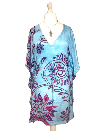 Festival Stall LTD Boho festival Clothing Dress Tunic Kaftan Top Cover up Boho hippy, festival Sari Silk short UK 8 - 12